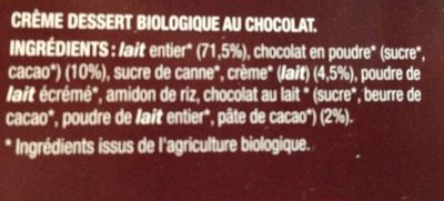 Crème dessert au chocolat Les 300&bio - Zutaten - fr