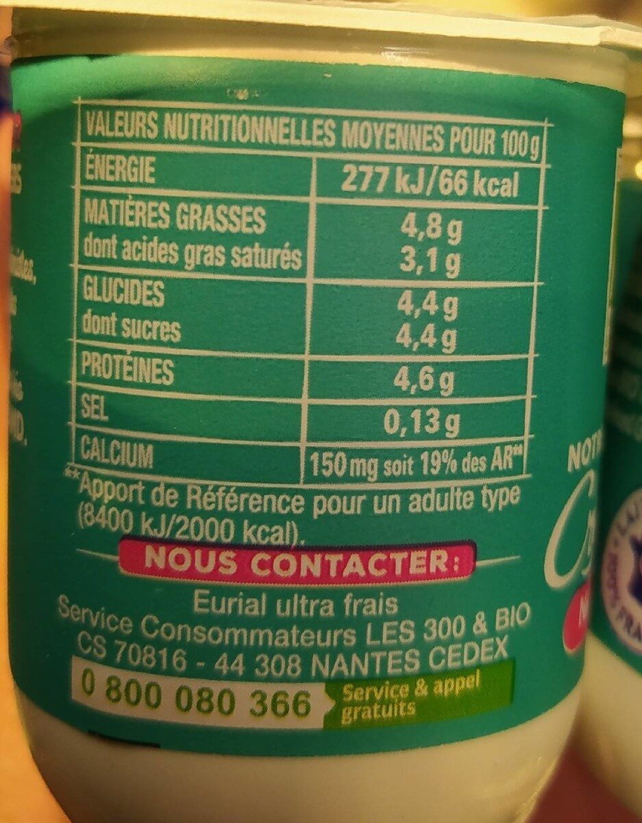 Brassé cremeux - Nutrition facts - fr