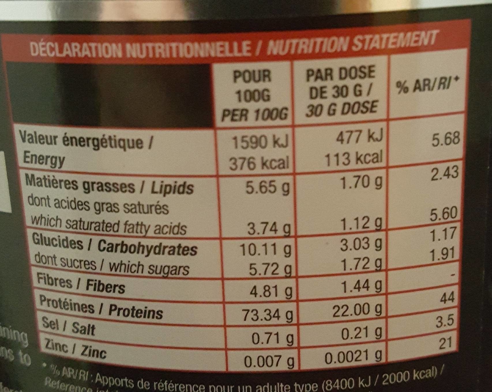 Eric Favre Maxi Whey Entretien Musculaire - Nutrition facts - fr