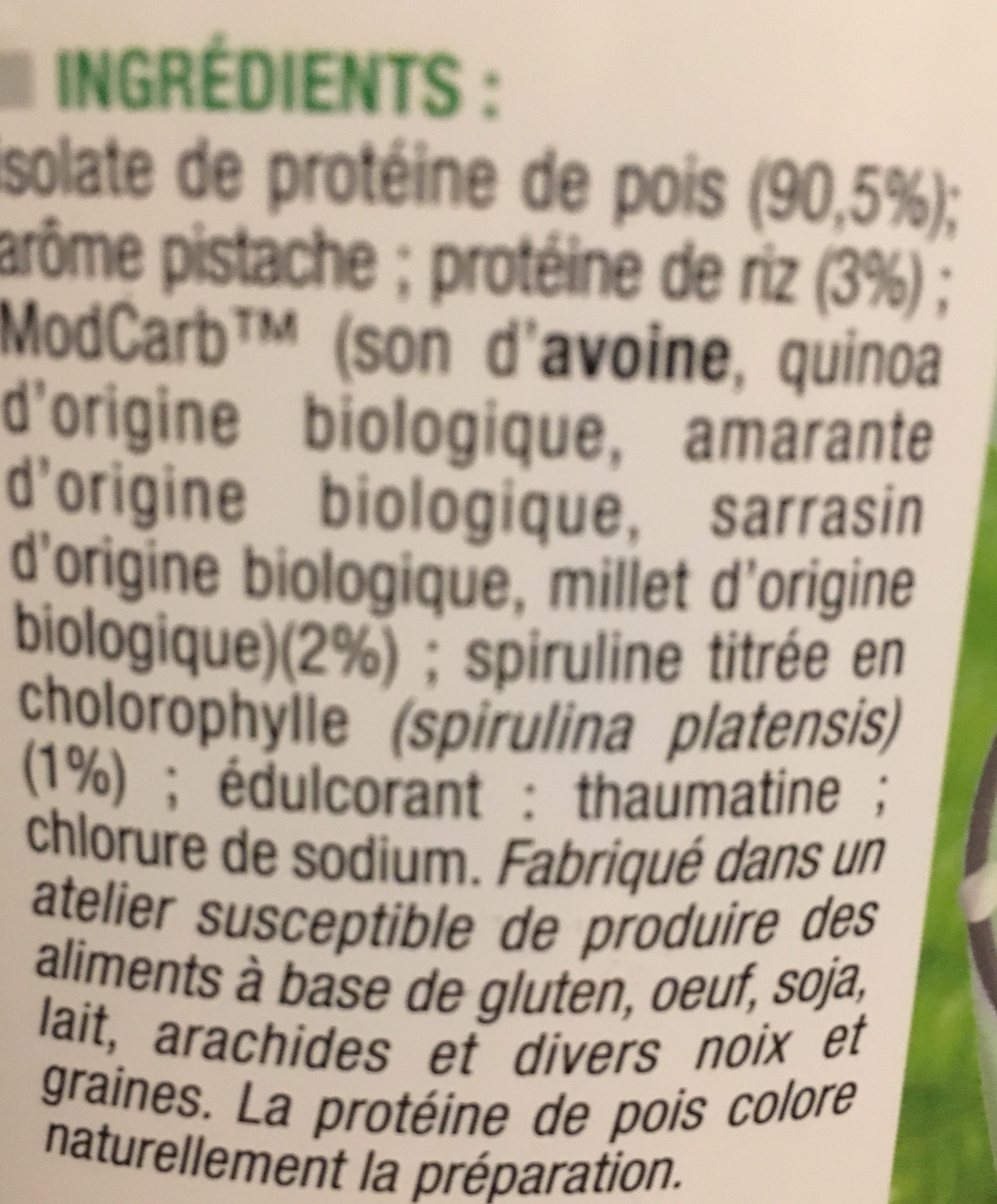Protéines Vegan Pistache Eric Favre - Zutaten - fr