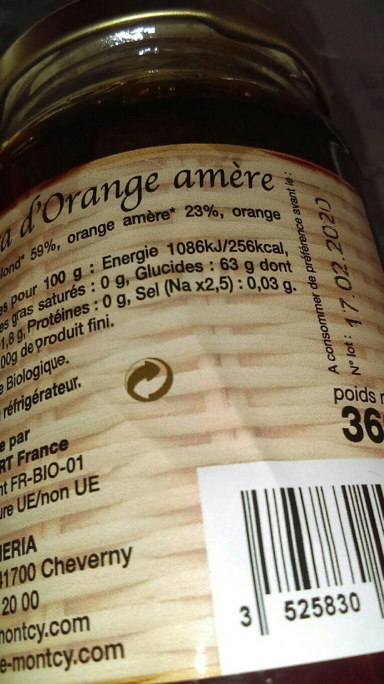 Confiture D'oranges Ameres - Tableau nutritionnel