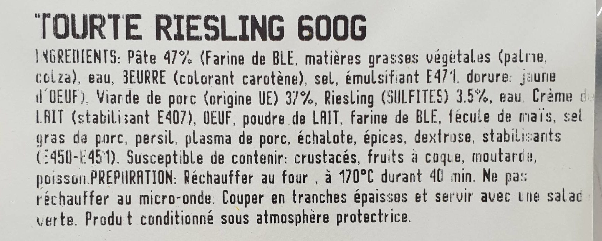 Tourte riesling - Ingredients - fr