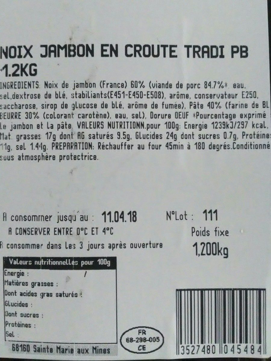 Noix de jambon en croûte - Ingrediënten - fr