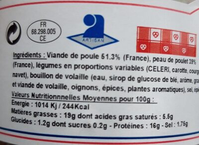 Rillettes de Poule au Pot - Nutrition facts - fr