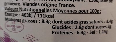 Choucroute garnie d'Alsace - Voedingswaarden - fr