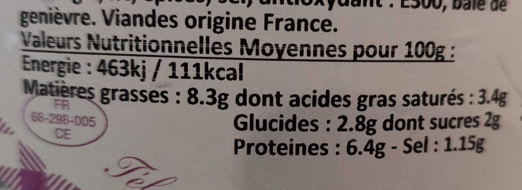 Choucroute garnie d'Alsace - Voedingswaarden - fr
