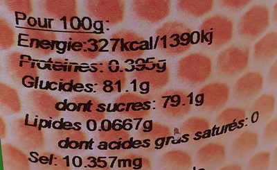Miel de Garrigue - Nutrition facts - fr