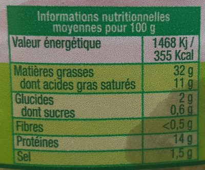 Pâté à l'ail des Ours bio - Nutrition facts - fr