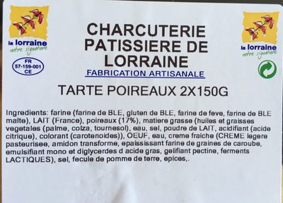 Tarte poireaux 2x150g - Ingredients - fr