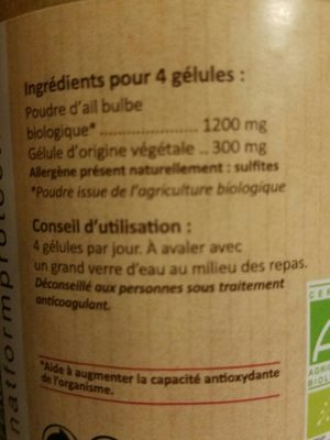 Nat & Form Ail Bio 200 Gélules - Ingredients - fr