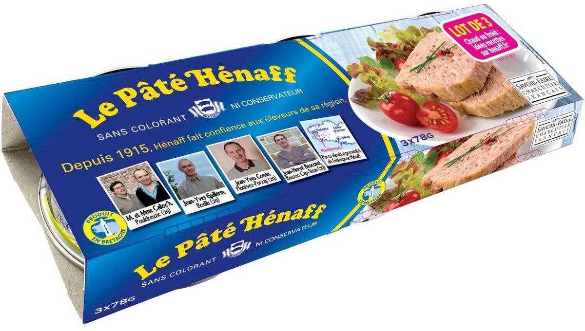LOT PATE HENAFF 3X78G - Product - fr