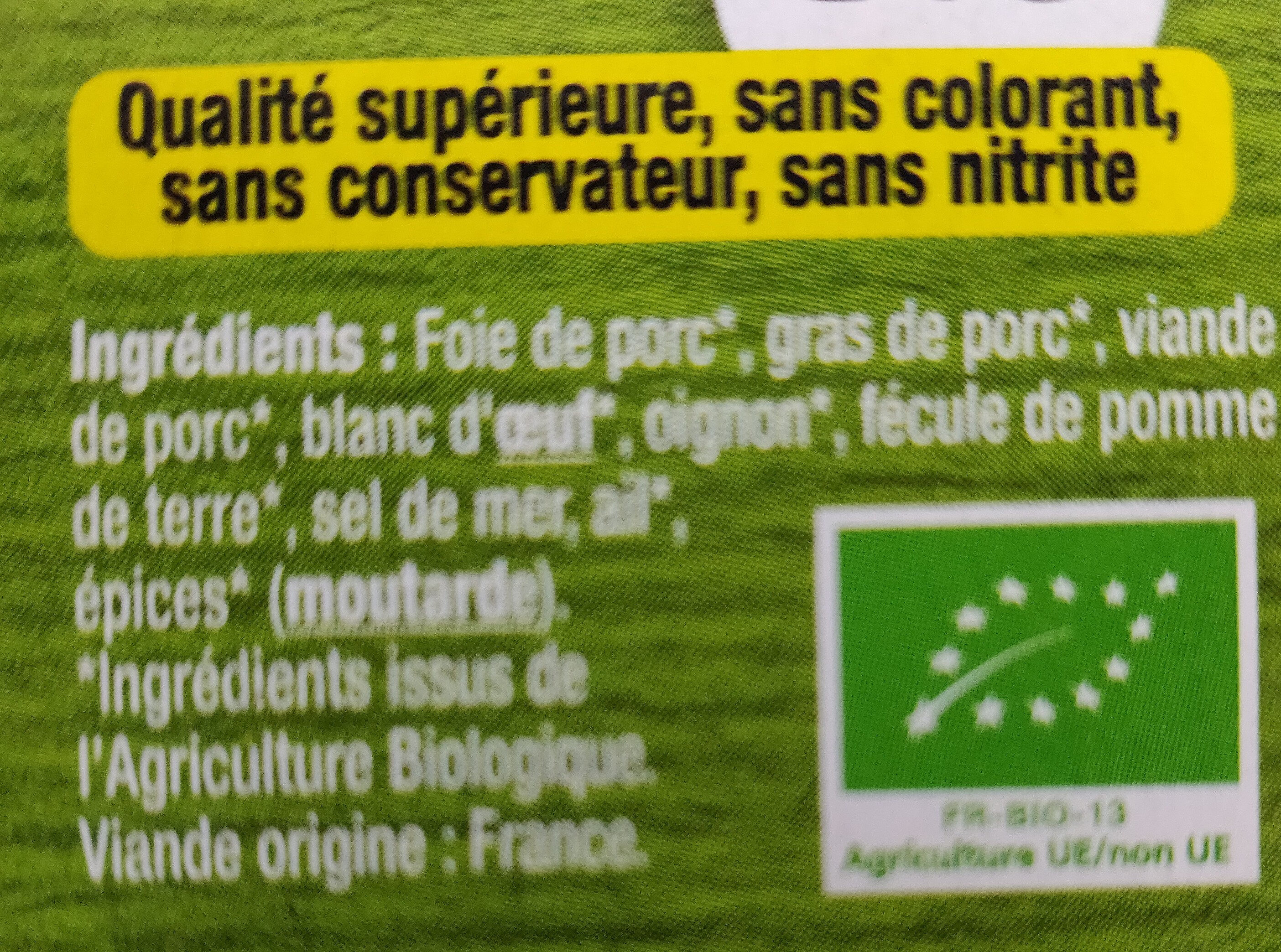 Pâté de campagne bio - Ingredients - fr