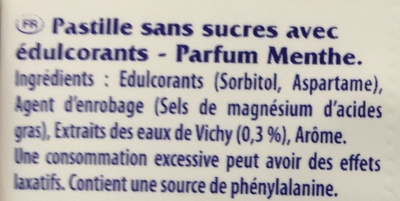 Pastille Vichy Menthe aux sels minéraux sans sucres - Ingredienser - fr