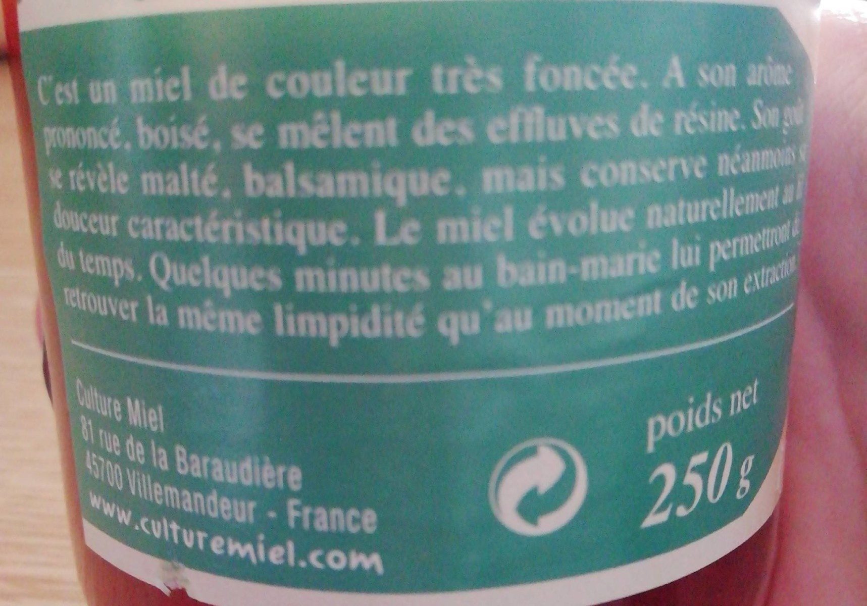 Miel de sapin de France - Ingredients - fr