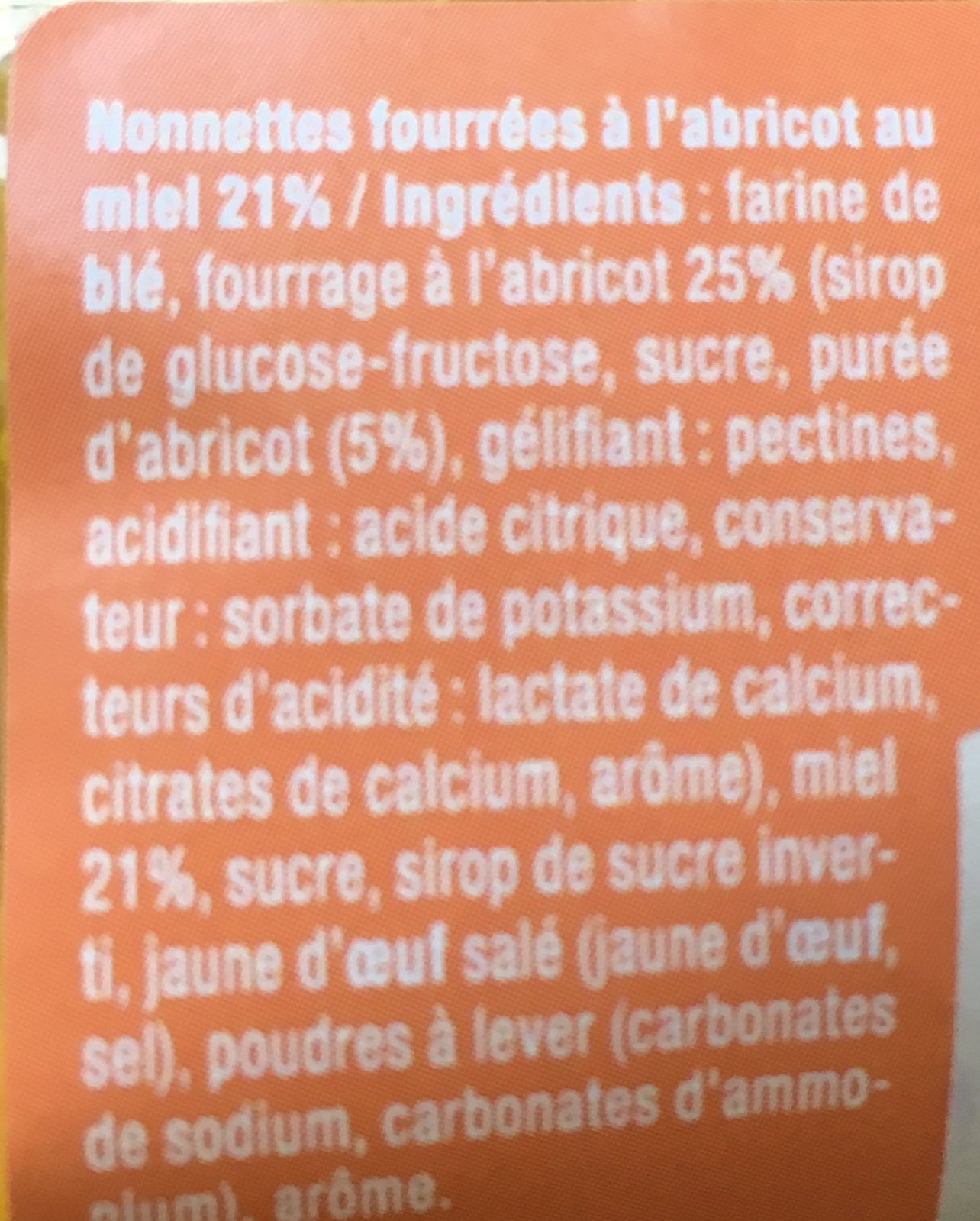 Nonnettes fourrées Au Miel🍯 et Abricots - Ingrédients