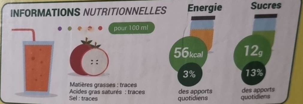 Jus de pommes bio - Nutrition facts - fr