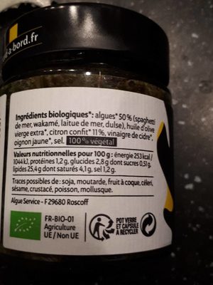 Tartare algue citron confit 135g - Tableau nutritionnel