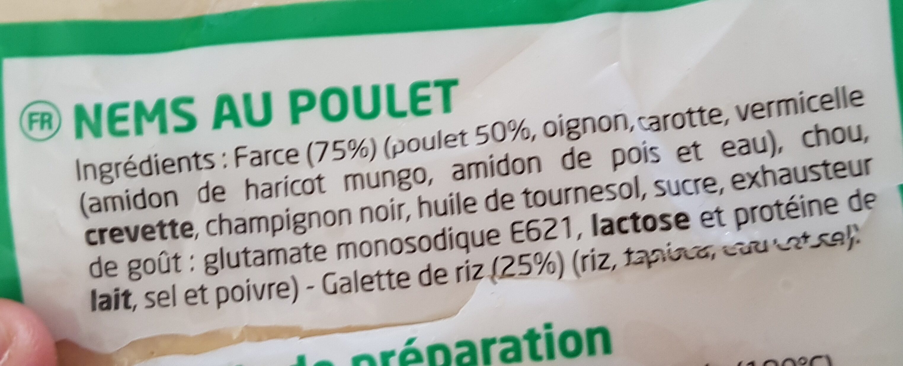 NEMS AU POULET - Ingredients - fr