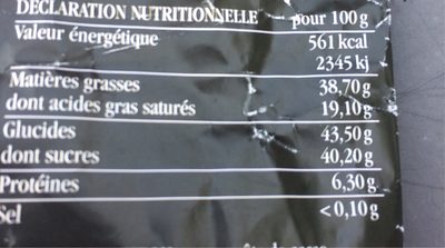 Chocolat Eclats de Noisettes - Nutrition facts - fr