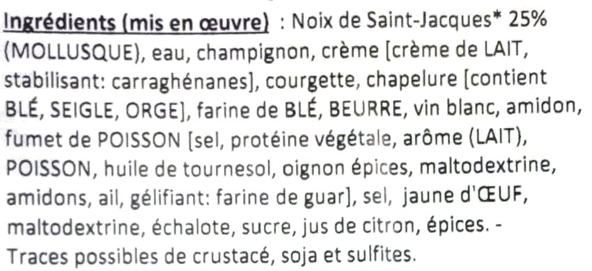 Noix de St Jacques façon Bretonne - Ingrédients