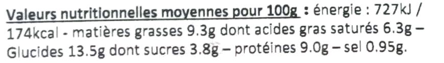 Noix de St Jacques façon Bretonne - Tableau nutritionnel
