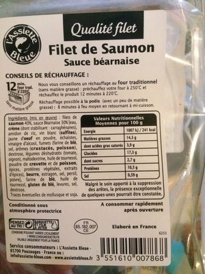 Filet de saumon sauce béarnaise pané ASSIETTE BLEUE - Ingredients - fr