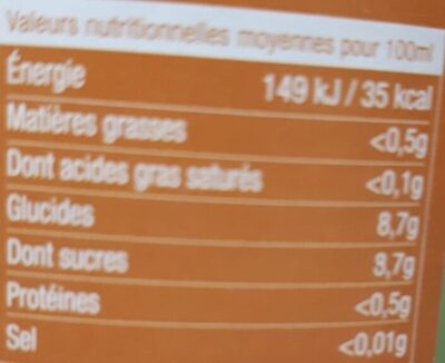 Agrume de Corse aromatisee - Tableau nutritionnel