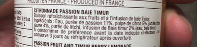 Citronnade Passion baie timur - Ingrédients