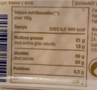 Galette pur beurre BIO - Nutrition facts - fr