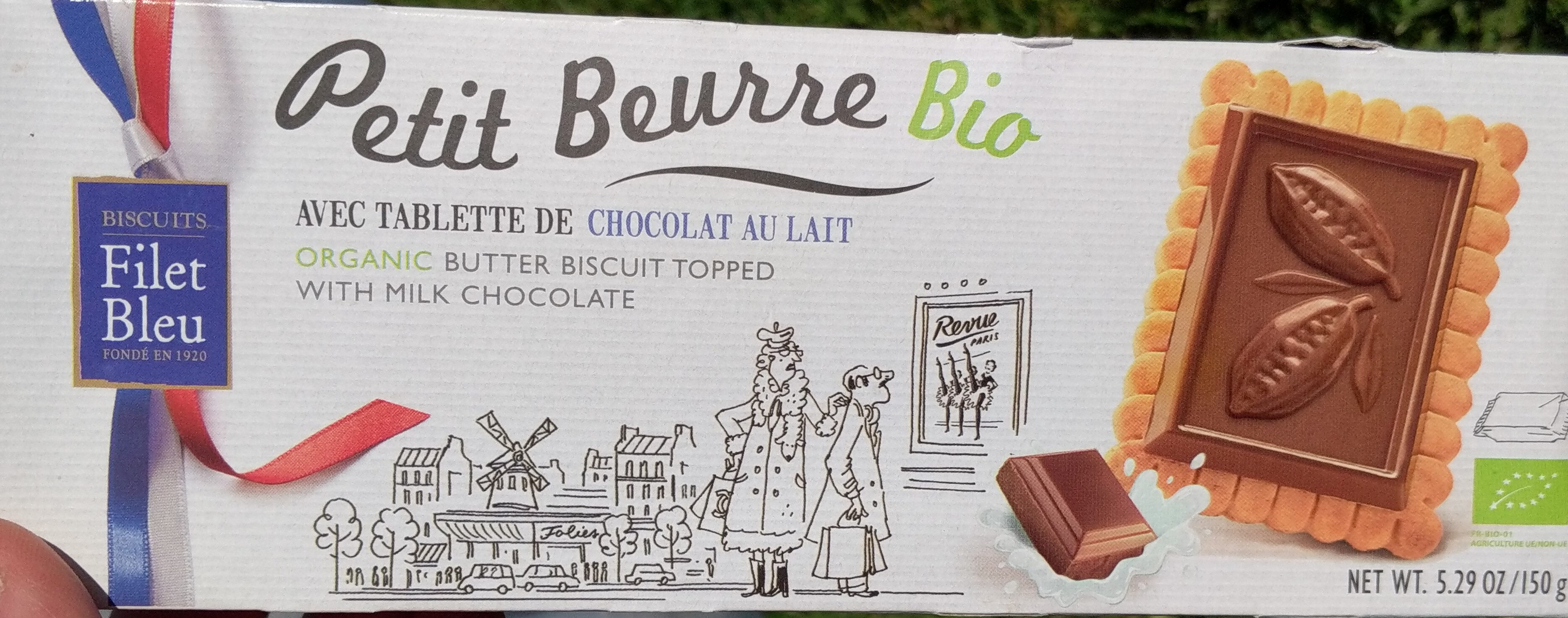 Filet Bleu - Organic Petit Beurre Biscuits with Milk Chocolate, 150g (5.3oz) Box - Product - fr