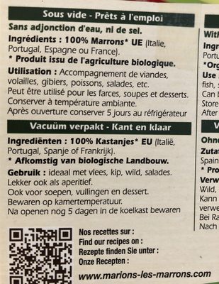 Marrons bio cuits - Ingrediënten - fr