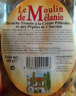 Brioche tressée à la crème pâtissière pépites chocolat - المكونات - fr