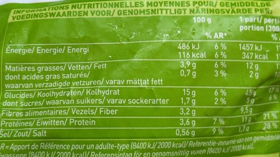 Falafels, légumes et semoule façon couscous - Nutrition facts - fr