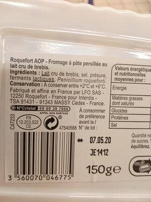 Roquefort au lait cru de brebis - Ingredients - fr
