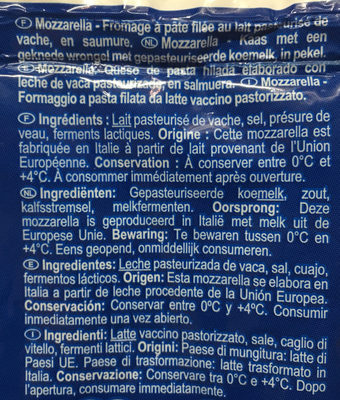 Mozzarella - Ingredienti