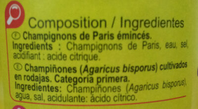 Champignons de Paris - Ingredientes