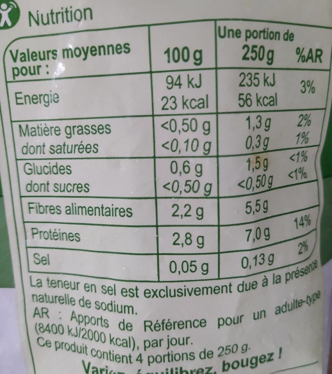 Épinards hachés - Nutrition facts - fr