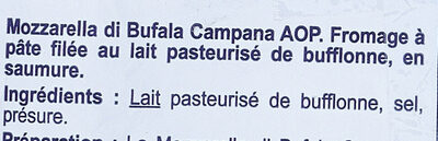 Mozzarella di Bufala Campana AOP - Ingrédients