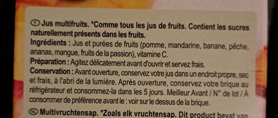 Jus Multifruits - Ingredients - fr