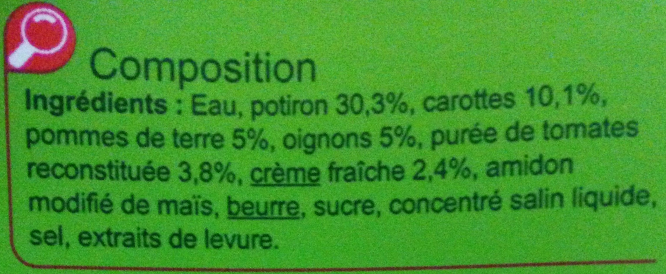 Velouté Potiron - Ingredientes - fr