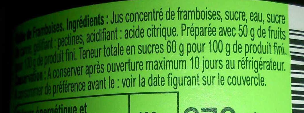 Gelée Framboise - Ingredienser - fr