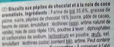 Cookies - Aux Pépites De Chocolat & Saveur Noix De Coco - Ingrédients