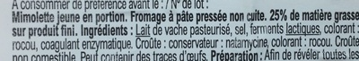 Mimolette jeune (25 % MG) - Ingredients - fr