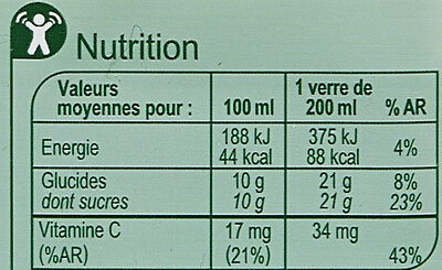 100% pur jus jus multifruits - Información nutricional - fr