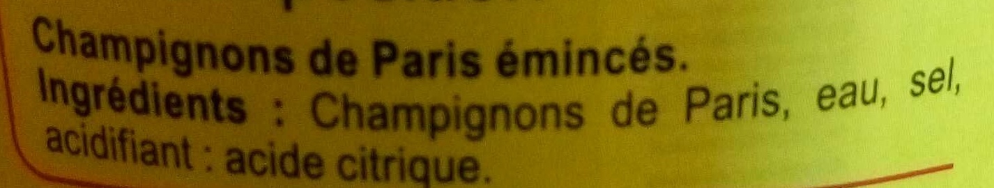 Champignons de Paris émincés - Ingredients - fr