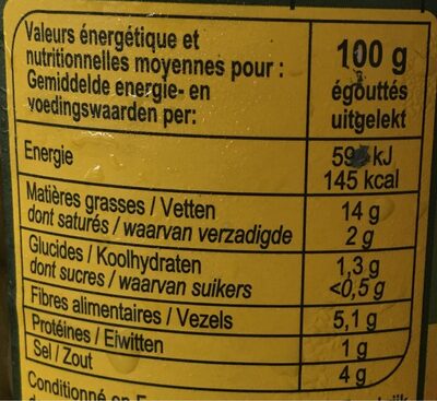 Olives vertes Entières - Nutrition facts - fr