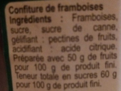 Confiture framboises - Ingredientes - fr