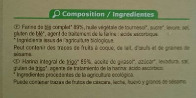Biscottes complètes bio - Ingrediënten - fr