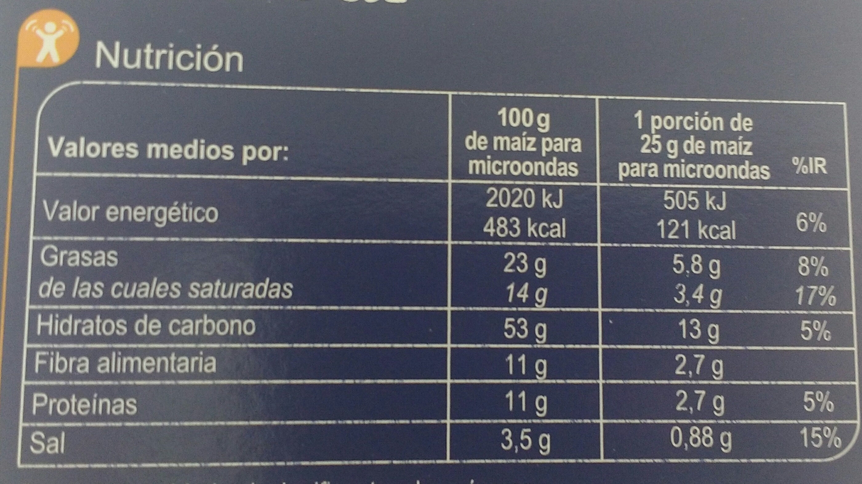 Palomitas Saladas - Información nutricional