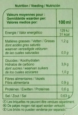Velouté aux 8 légumes - Información nutricional - fr